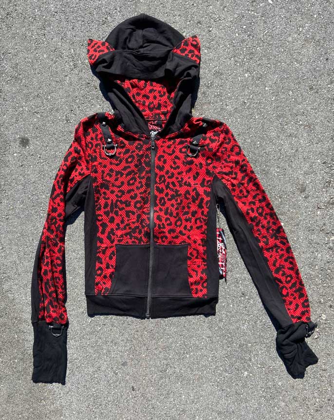Leopard & Fishnet Print Hoodie
