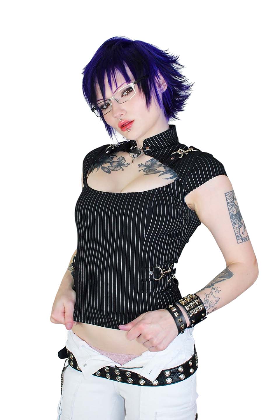 Pinstriped Gangsta Pranksta Lock Top