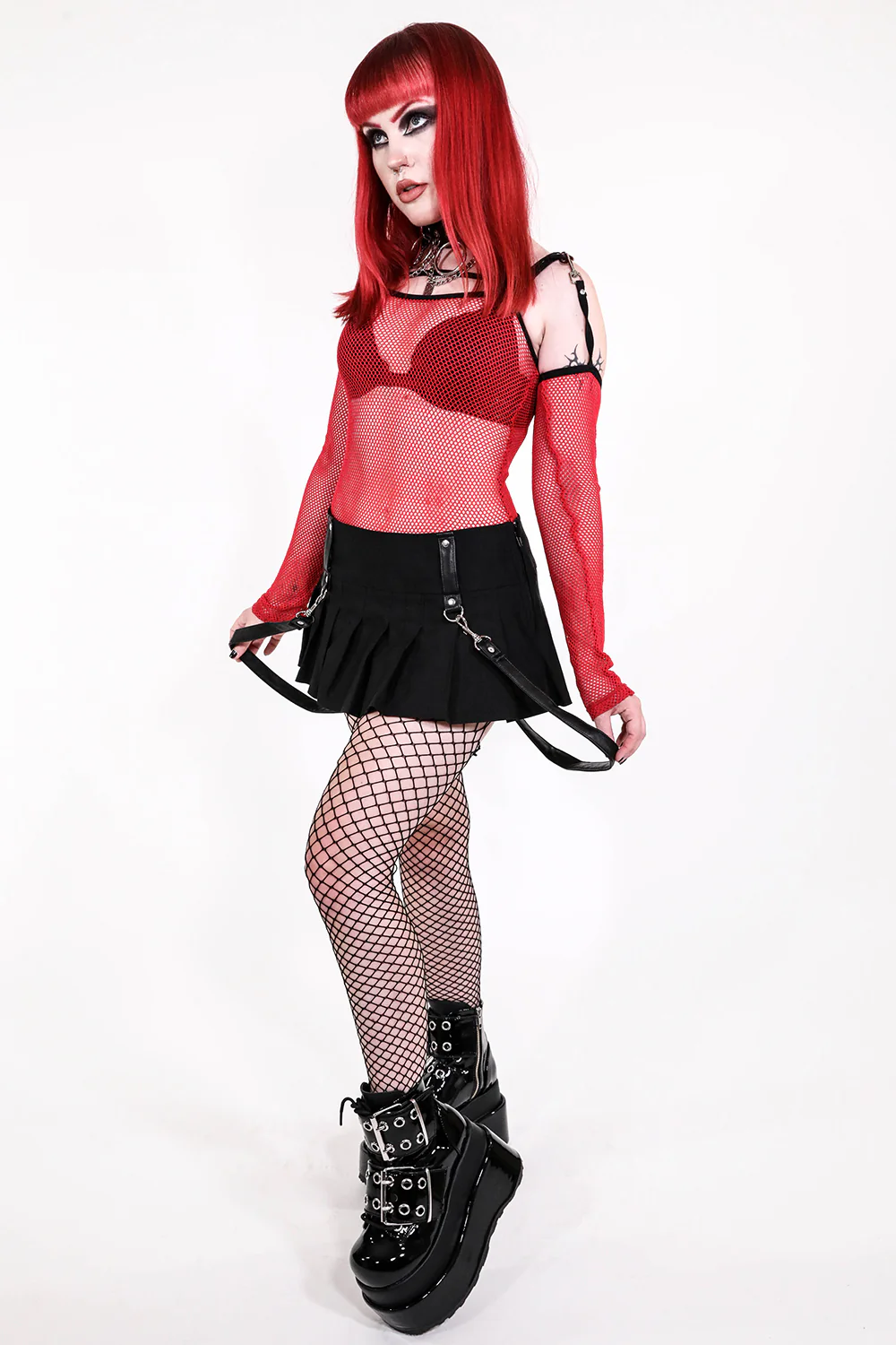 Red Transformer Fishnet Top - Image 3